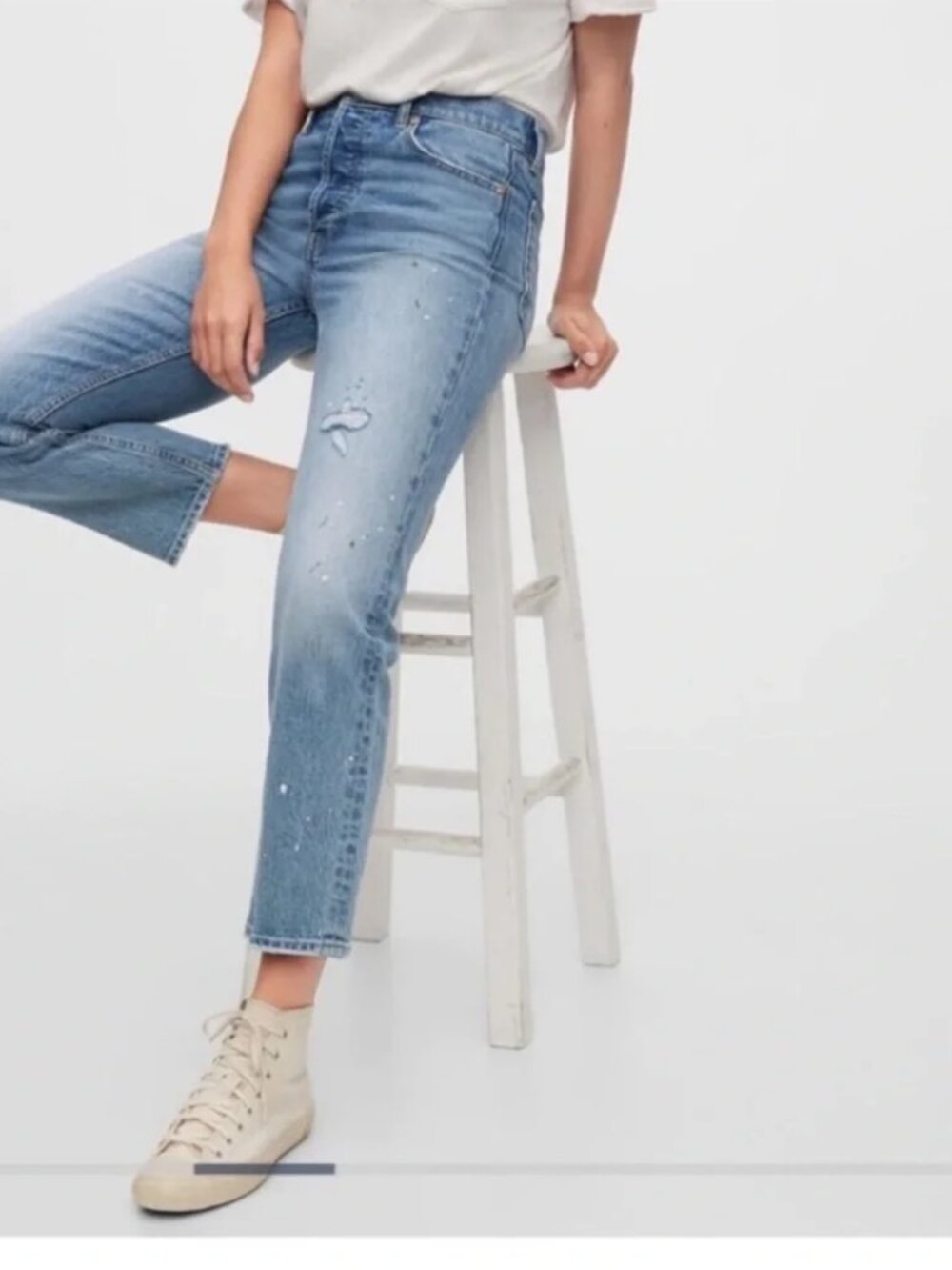 Gap Cheeky Straight Jeans – Paint Splatter – Casual Distressed Style 4R/27